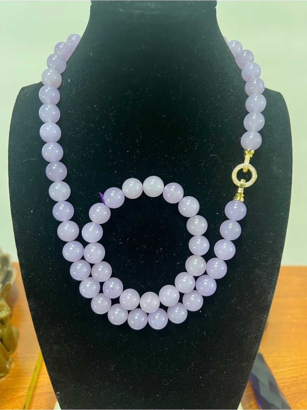Jadeite Lavender Beaded Bracelet and Necklace set